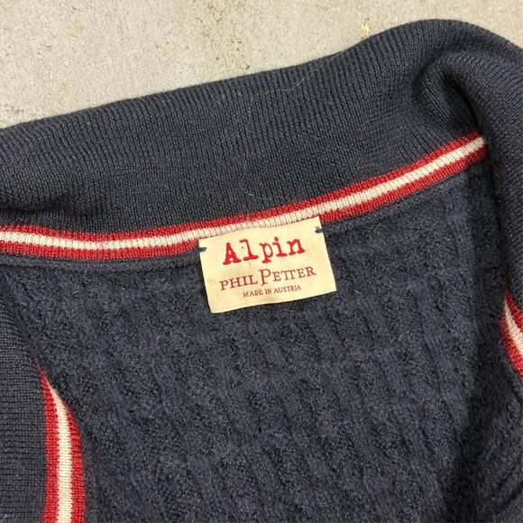 Phil Petter Alpin Merino Wool Zip Up Knit Sweater Heavyweight Grey/Blue Medium - Picture 5 of 8